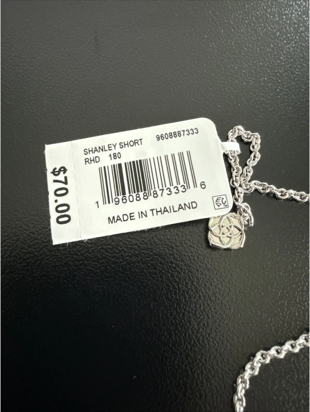 Kendra Scott Shanley Short Pendant Necklace 21” NWT Sliver Iridescent Gift Box